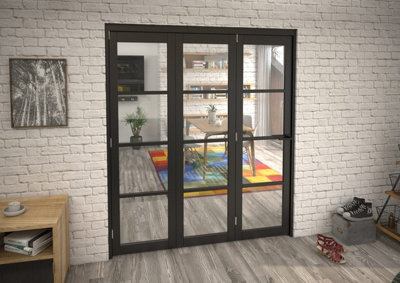 Green & Taylor Black Shaker 4 Lite Clear Glass Roomfold Internal Bi-folding Doorset - 1794 x 2060 x 133mm (WxHxT)