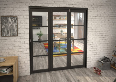 Green & Taylor Black Shaker 4 Lite Clear Glass Roomfold Internal Bi-folding Doorset - 1905 x 2060 x 133mm (WxHxT)