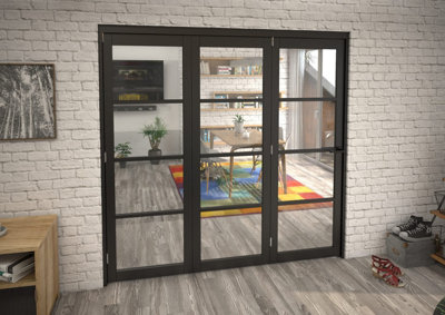 Green & Taylor Black Shaker 4 Lite Clear Glass Roomfold Internal Bi-folding Doorset - 2133 x 2060 x 133mm (WxHxT)