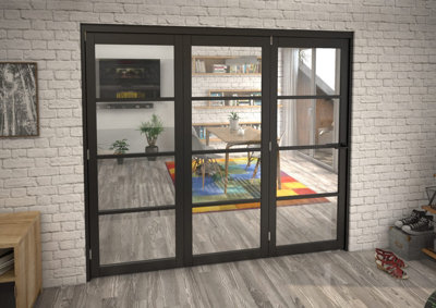 Green & Taylor Black Shaker 4 Lite Clear Glass Roomfold Internal Bi-folding Doorset - 2361 x 2060 x 133mm (WxHxT)