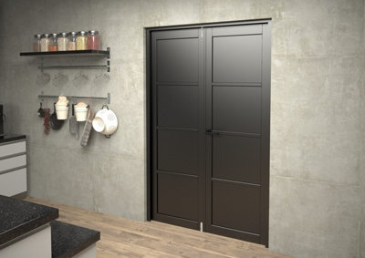 Green & Taylor Black Shaker 4 Panel Internal French Door Set - 1276 x 2021 x 133mm (WxHxT)