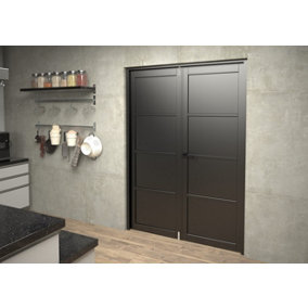 Green & Taylor Black Shaker 4 Panel Internal French Door Set - 1428 x 2021 x 133mm (WxHxT)