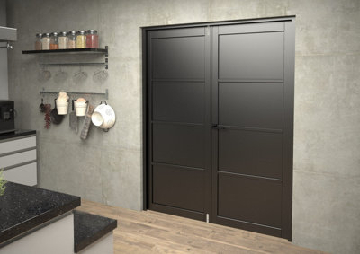 Green & Taylor Black Shaker 4 Panel Internal French Door Set - 1580 x 2021 x 133mm (WxHxT)