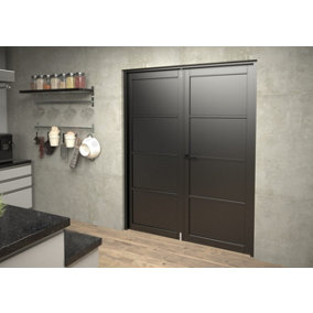Green & Taylor Black Shaker 4 Panel Internal French Door Set - 1580 x 2021 x 133mm (WxHxT)