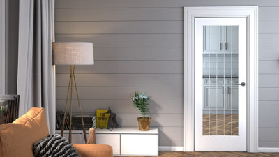 Green & Taylor Cottage White Full Lite Clear Glass with Frosted Lines - Prefinished Internal Door