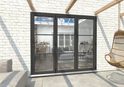 Green & Taylor Heritage Anthracite Grey Aluminium External Bi-folding Doors - 3 Right - 2390 x 2090mm (WxH)