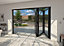 Green & Taylor Heritage Black Aluminium External Bi-folding Doors - 3 Left - 2990 x 2090mm (WxH)