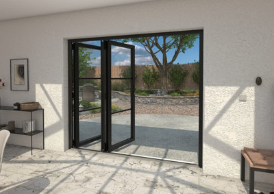 Green & Taylor Heritage Black Aluminium External Bi-folding Doors - 3 Right - 2390 x 2090mm (WxH)