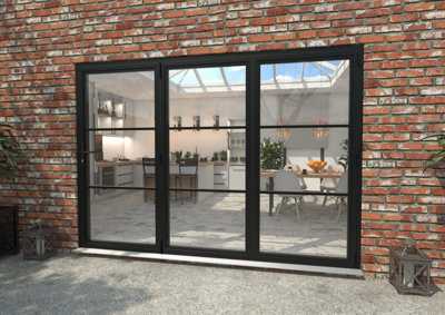Green & Taylor Heritage Black Aluminium External Bi-folding Doors - 3 Right - 2990 x 2090mm (WxH)