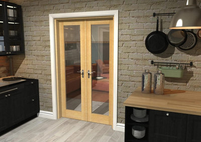 Green & Taylor Oak Shaker 1 Lite Clear Glass Internal French Door Set - 1122 x 2021 x 133mm (WxHxT)