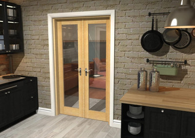 Green & Taylor Oak Shaker 1 Lite Clear Glass Internal French Door Set - 1202 x 2021 x 133mm (WxHxT)