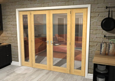 Green & Taylor Oak Shaker 1 Lite Clear Glass Internal French Door Set - 1920 x 2021 x 133mm (WxHxT)