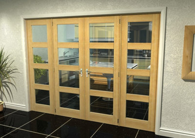 Green & Taylor Oak Shaker 4 Lite Clear Glass Internal French Door Set - 1996 x 2021 x 133mm (WxHxT)