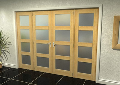 Green & Taylor Oak Shaker 4 Lite Frosted Glass Internal French Door Set - 2530 x 2021 x 133mm (WxHxT)