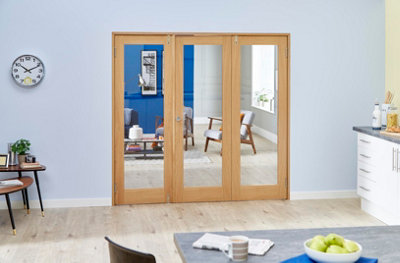 Green & Taylor Shaker Oak 1 Lite Clear Glass Internal French Folding Doorset - 1682 x 2031 x 108mm (WxHxT)