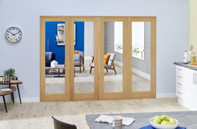 Green & Taylor Shaker Oak 1 Lite Clear Glass Internal French Folding Doorset - 2216 x 2031 x 108mm (WxHxT)