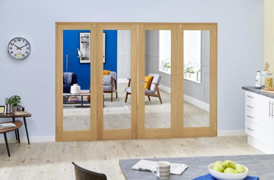 Green & Taylor Shaker Oak 1 Lite Clear Glass - Prefinished Internal French Folding Doorset - 2216 x 2031 x 108mm (WxHxT)