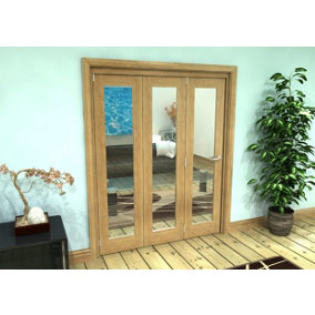 Green & Taylor Shaker Oak 1 Lite Clear Glass - Prefinished Roomfold Internal Bi-folding Doorset - 1674 x 2060 x 133mm (WxHxT)