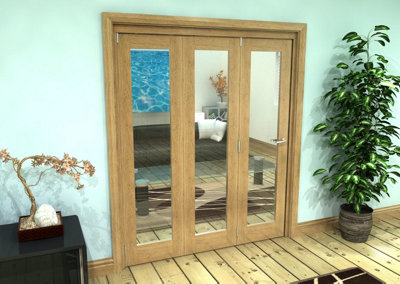 Green & Taylor Shaker Oak 1 Lite Clear Glass - Prefinished Roomfold Internal Bi-folding Doorset - 1794 x 2060 x 133mm (WxHxT)