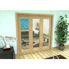 Green & Taylor Shaker Oak 1 Lite Clear Glass - Prefinished Roomfold Internal Bi-folding Doorset - 1905 x 2060 x 133mm (WxHxT)