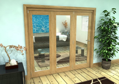 Green & Taylor Shaker Oak 1 Lite Clear Glass - Prefinished Roomfold Internal Bi-folding Doorset - 2133 x 2060 x 133mm (WxHxT)