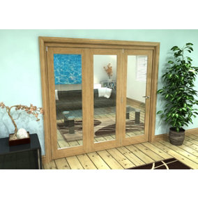 Green & Taylor Shaker Oak 1 Lite Clear Glass - Prefinished Roomfold Internal Bi-folding Doorset - 2133 x 2060 x 133mm (WxHxT)