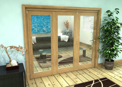 Green & Taylor Shaker Oak 1 Lite Clear Glass - Prefinished Roomfold Internal Bi-folding Doorset - 2361 x 2060 x 133mm (WxHxT)