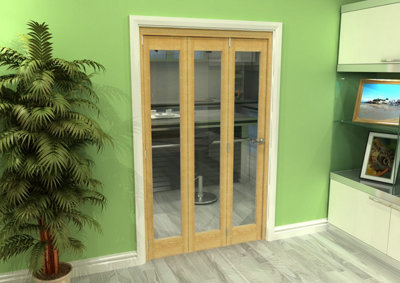 Green & Taylor Shaker Oak 1 Lite Clear Glass Roomfold Internal Bi-folding Doorset - 1218 x 2060 x 133mm (WxHxT)