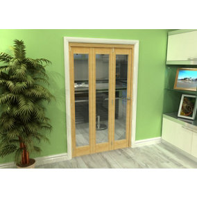 Green & Taylor Shaker Oak 1 Lite Clear Glass Roomfold Internal Bi-folding Doorset - 1218 x 2060 x 133mm (WxHxT)