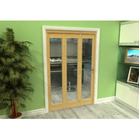 Green & Taylor Shaker Oak 1 Lite Clear Glass Roomfold Internal Bi-folding Doorset - 1332 x 2060 x 133mm (WxHxT)