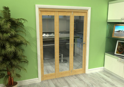 Green & Taylor Shaker Oak 1 Lite Clear Glass Roomfold Internal Bi-folding Doorset - 1446 x 2060 x 133mm (WxHxT)