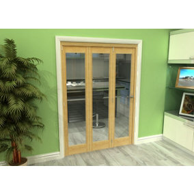 Green & Taylor Shaker Oak 1 Lite Clear Glass Roomfold Internal Bi-folding Doorset - 1446 x 2060 x 133mm (WxHxT)