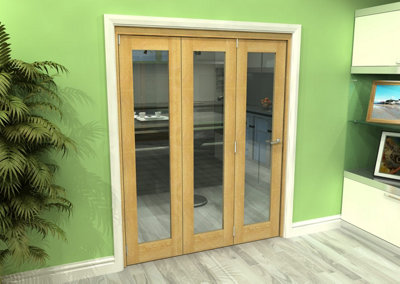 Green & Taylor Shaker Oak 1 Lite Clear Glass Roomfold Internal Bi-folding Doorset - 1674 x 2060 x 133mm (WxHxT)