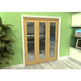 Green & Taylor Shaker Oak 1 Lite Clear Glass Roomfold Internal Bi-folding Doorset - 1674 x 2060 x 133mm (WxHxT)