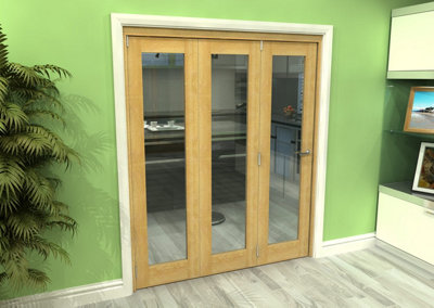 Green & Taylor Shaker Oak 1 Lite Clear Glass Roomfold Internal Bi-folding Doorset - 1794 x 2060 x 133mm (WxHxT)