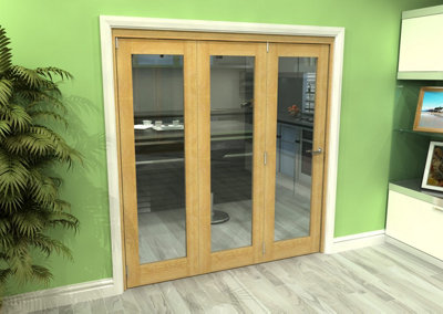 Green & Taylor Shaker Oak 1 Lite Clear Glass Roomfold Internal Bi-folding Doorset - 1905 x 2060 x 133mm (WxHxT)