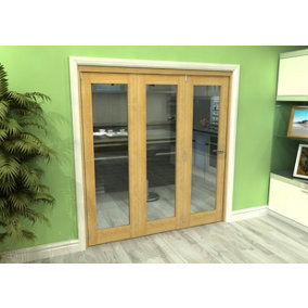 Green & Taylor Shaker Oak 1 Lite Clear Glass Roomfold Internal Bi-folding Doorset - 1905 x 2060 x 133mm (WxHxT)