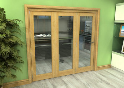 Green & Taylor Shaker Oak 1 Lite Clear Glass Roomfold Internal Bi-folding Doorset - 2133 x 2060 x 133mm (WxHxT)