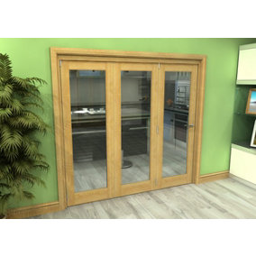 Green & Taylor Shaker Oak 1 Lite Clear Glass Roomfold Internal Bi-folding Doorset - 2133 x 2060 x 133mm (WxHxT)