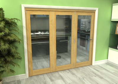 Green & Taylor Shaker Oak 1 Lite Clear Glass Roomfold Internal Bi-folding Doorset - 2361 x 2060 x 133mm (WxHxT)