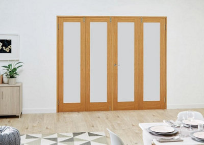 Green & Taylor Shaker Oak 1 Lite Frosted Glass Internal French Folding Doorset - 2216 x 2031 x 108mm (WxHxT)