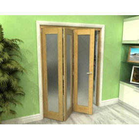 Green & Taylor Shaker Oak 1 Lite Frosted Glass Roomfold Internal Bi-folding Doorset - 1218 x 2060 x 133mm (WxHxT)