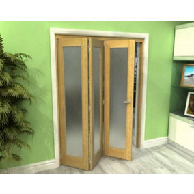 Green & Taylor Shaker Oak 1 Lite Frosted Glass Roomfold Internal Bi-folding Doorset - 1794 x 2060 x 133mm (WxHxT)
