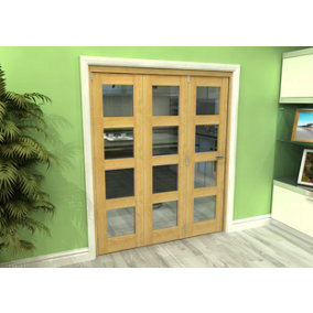 Green & Taylor Shaker Oak 4 Lite Clear Glass Roomfold Internal Bi-folding Doorset - 1794 x 2060 x 133mm (WxHxT)