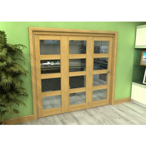Green & Taylor Shaker Oak 4 Lite Clear Glass Roomfold Internal Bi-folding Doorset - 2133 x 2060 x 133mm (WxHxT)