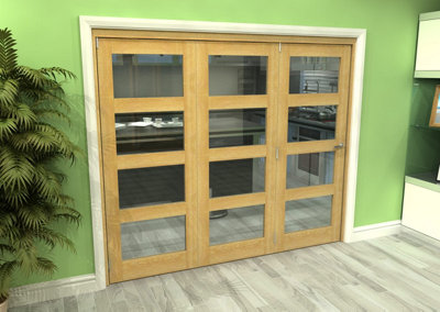 Green & Taylor Shaker Oak 4 Lite Clear Glass Roomfold Internal Bi-folding Doorset - 2361 x 2060 x 133mm (WxHxT)