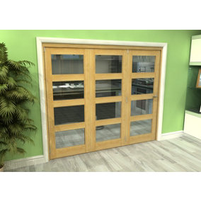 Green & Taylor Shaker Oak 4 Lite Clear Glass Roomfold Internal Bi-folding Doorset - 2361 x 2060 x 133mm (WxHxT)