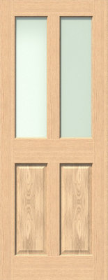 Green & Taylor Traditional Oak 2 Lite Frosted Glass Internal Door 