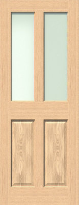 Green & Taylor Traditional Oak 2 Lite Frosted Glass Internal Door