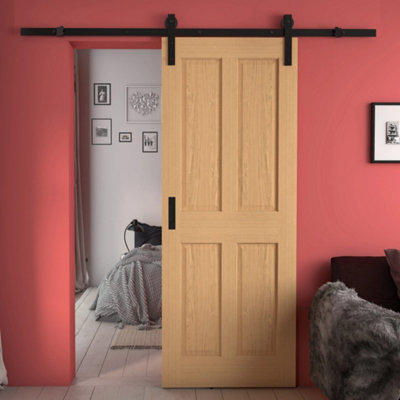 Green & Taylor Traditional Oak 4 Panel Internal Sliding Barn Door